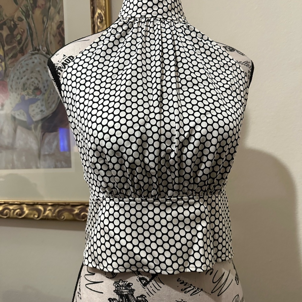 Diane Von Furstenberg White with black lines halter blouse